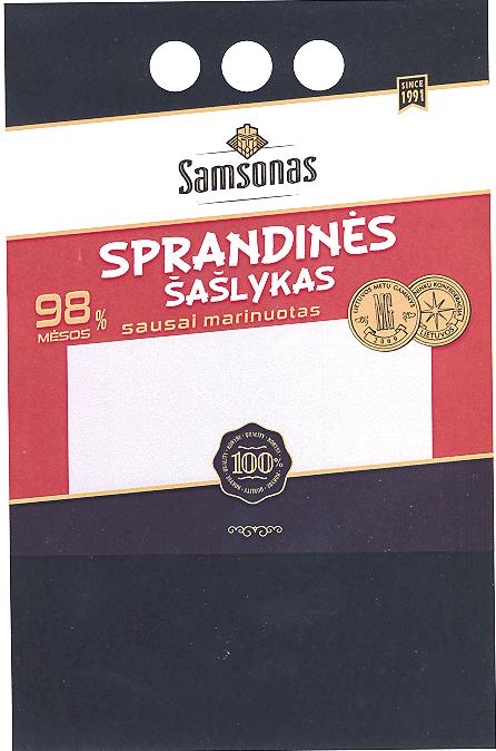 Prekės ženklas: Samsonas SPRANDINĖS ŠAŠLYKAS 98% MĖSOS sausai marinuotos